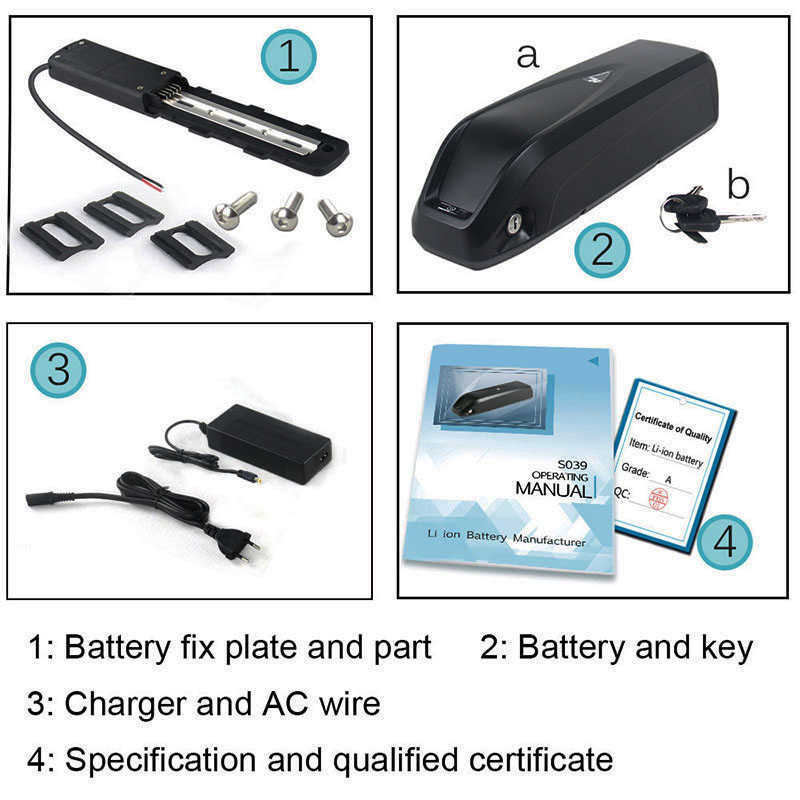 18650 21700 EBike Akku 36V 48V 52V 19,2Ah 14,4Ah 12Ah Hailong Elektrofahrradbatterien für 250W 350W 500W 750W 1000W