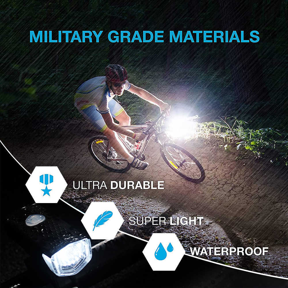 USB şarj edilebilir yol bisiklet ışıkları LED ön far arka kuyruk ışık bisikleti el feneri bisiklet lambası seti 0202