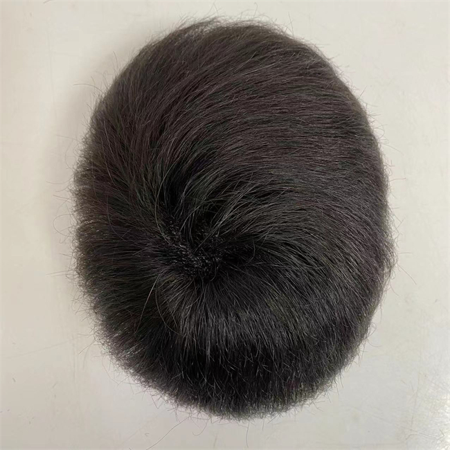 Malaysiska jungfruliga mänskliga hårstycke 6x8 Silk Straight Short Cut Hair Mono Toupee för män