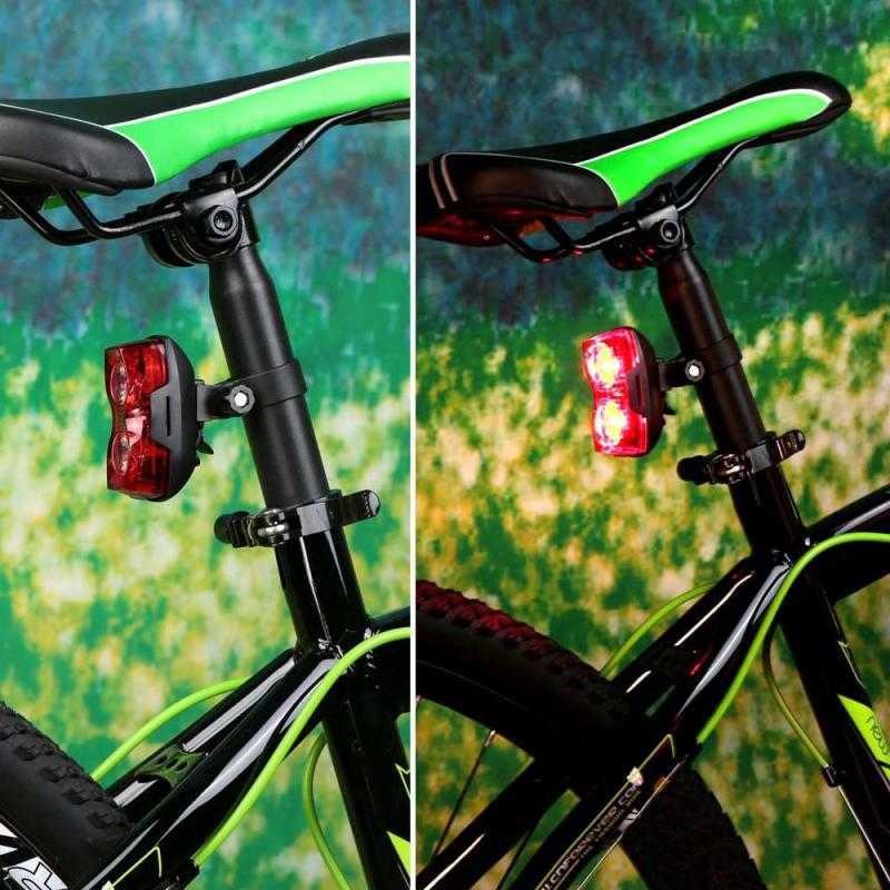 S Bicycle Super Bright Dual Lamp Grande Projeto de ângulo largo 2 LED 400lm Luz traseira de bicicleta traseira 3 Modos Ipx4 sem bateria 0202