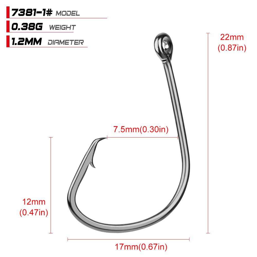 6 Sizes 1#-5 0# 7381 Sport Circle Single Hook High Carbon Steel Barbed Hooks Asian Carp Fishing Gear Lot255n