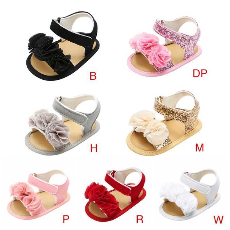 Summer Newborn Baby Girls Flower Sandals Fashion Soft-soled Non-slip Toddler Shoes 0-18M 0202