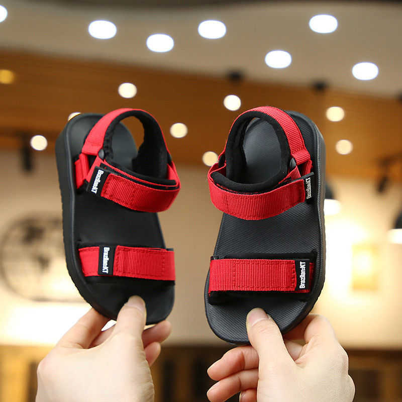 2021 Summer New Canvas Boys Girls Solid Color Soft Soled Anti-Slip Children Kids Shoes Beach Sandals 0202