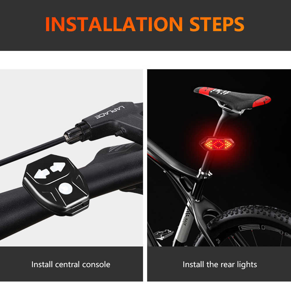 Lights Bike Cycling -Rücklicht mit Horn Smart 5 Modi Fernbedienung USB wiederaufladbar Fahrrad Bycle Turn Indicator Light Safety Lampe 0202