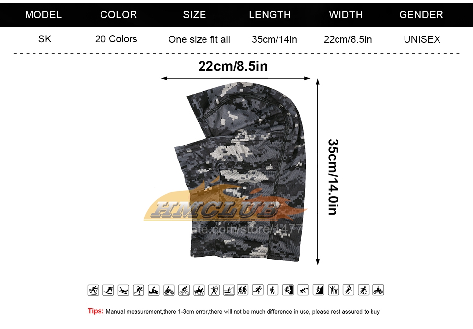 MZZ129 Taktisk motorcykel Balaclava Cap Camouflage Mesh Motocross Full Face Mask Cover Moto Motorcykelcykelcykel Biker Head Hat Män kvinnor