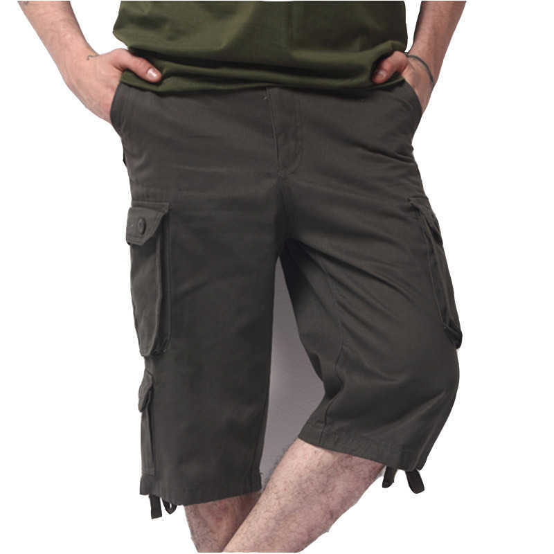 Shorts pour hommes longue longueur pantalon cargo été décontracté coton baggy multi-poches pantacourt hip hop culotte chaude militaire armée Y2302