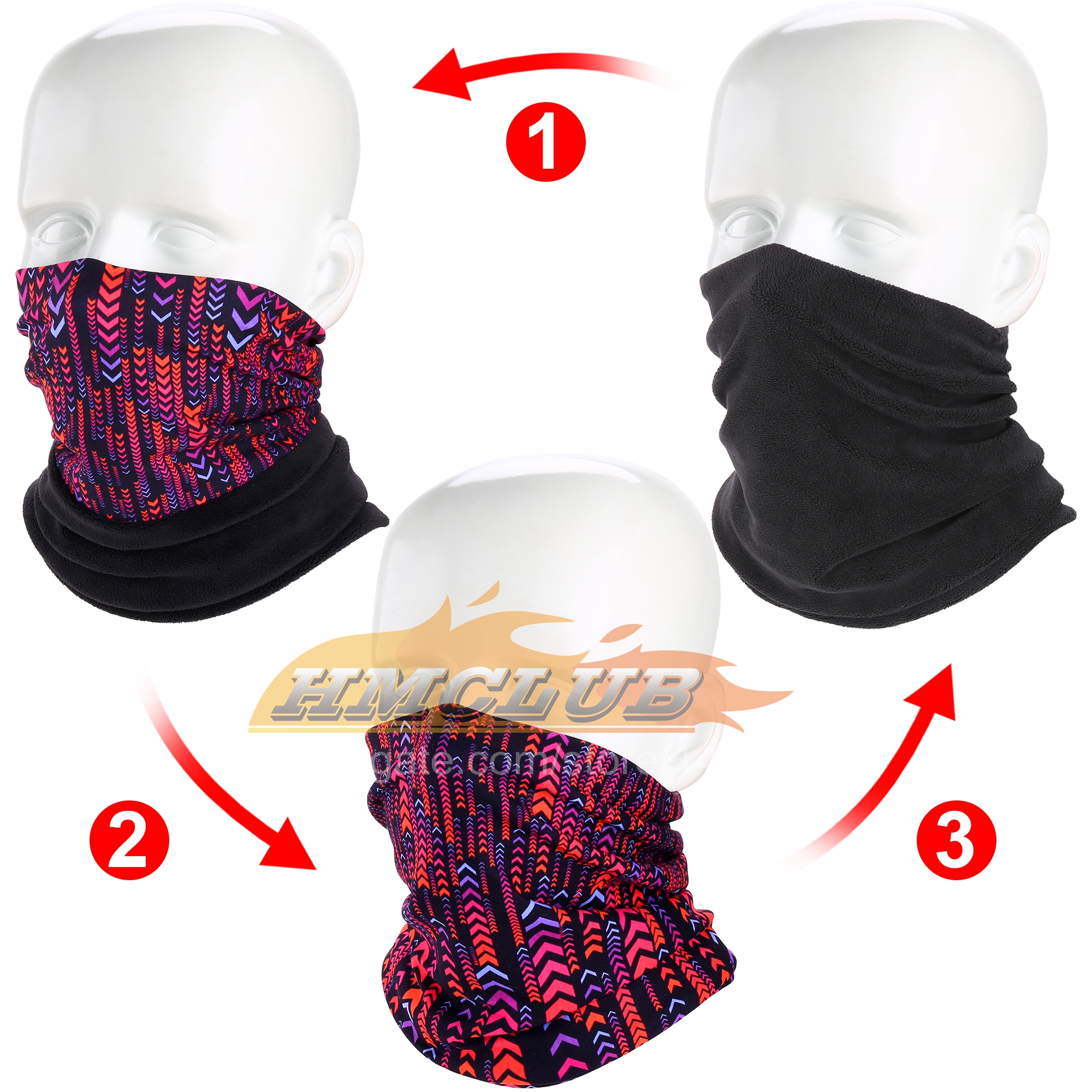 MZZ142 Winter Fleece Print Face Mask Cover Balaclava Warmer Polar Motorcycle Scarf Motorbike Snowboard Cycling Ski Windproof Women Men