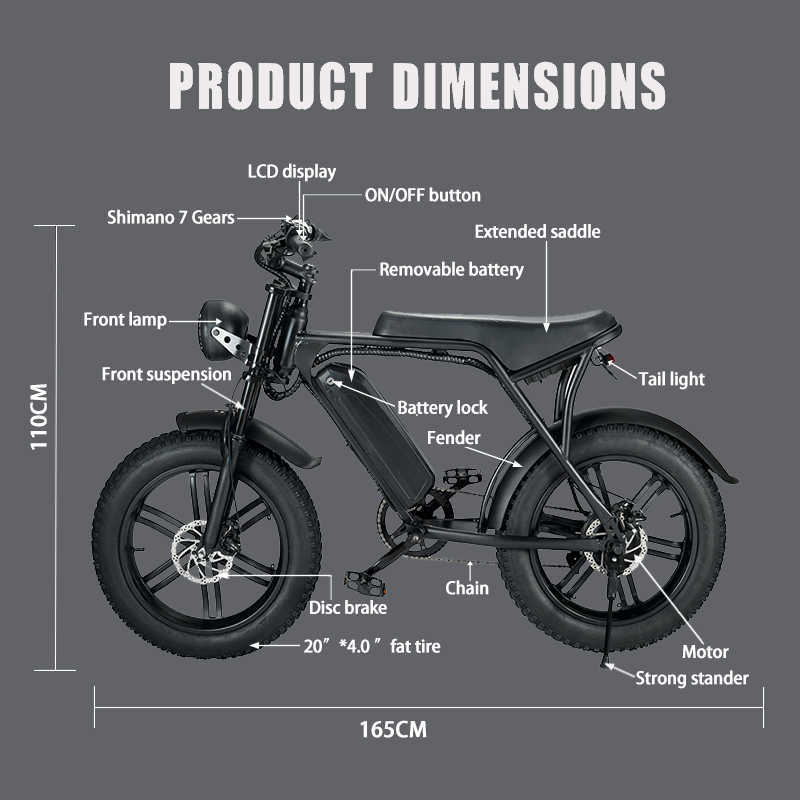 20 tum elcykel 1000W 750W 48V 15AH 4.0 Fat Tire Ebike Cyklar för vuxna 7-växlad mountainbike Elcykel Snow Bike