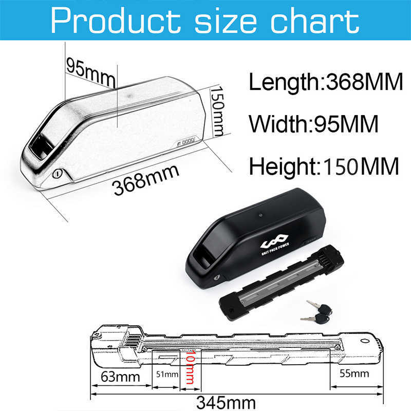 21700 Polly Ebike Battery 36V 33.6Ah 48V 24Ah 52V Battery Downtube 60V 19.2Ah 72V 14.4Ah Lithium Battery for Bafang 2000W-250W