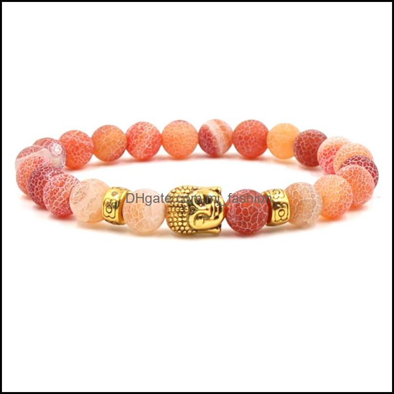 Charm armband charm armband sten pärla armband väderbitna agat yoga chakra män smycken kvinnor buddha huvud droppe leverans dhnrx