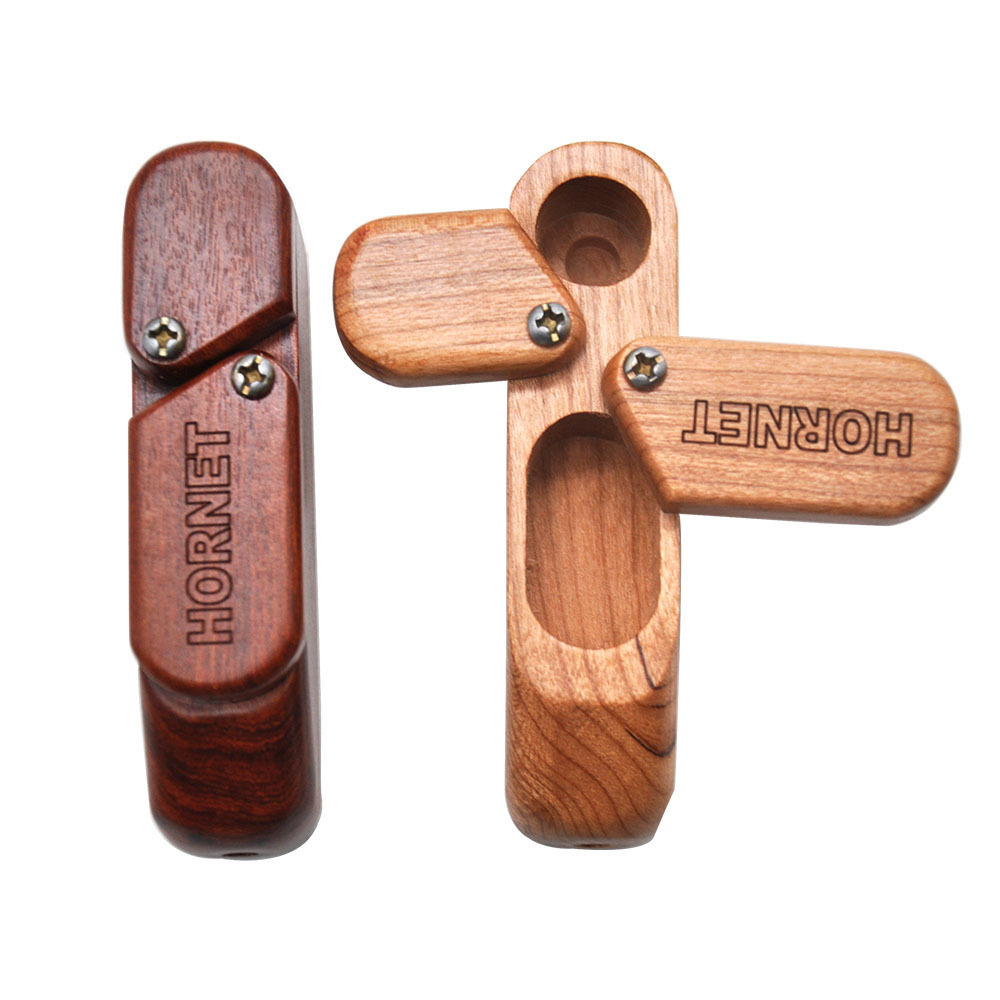 Smoking Pipes Red sandalwood pipe with storage box double-layer rotary wood pipe