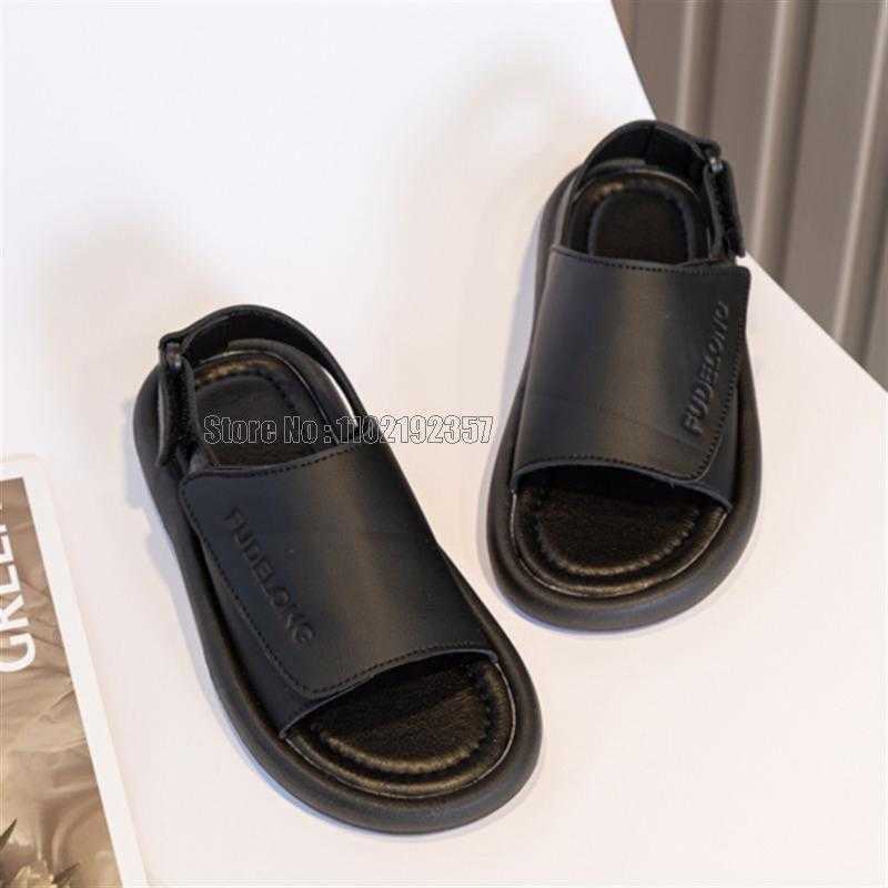 New Children Beach Summer Solid Pu Sandals Toddler Girls Boys High Quality Breathable Non Slip Kids Fashion Shoes 0202