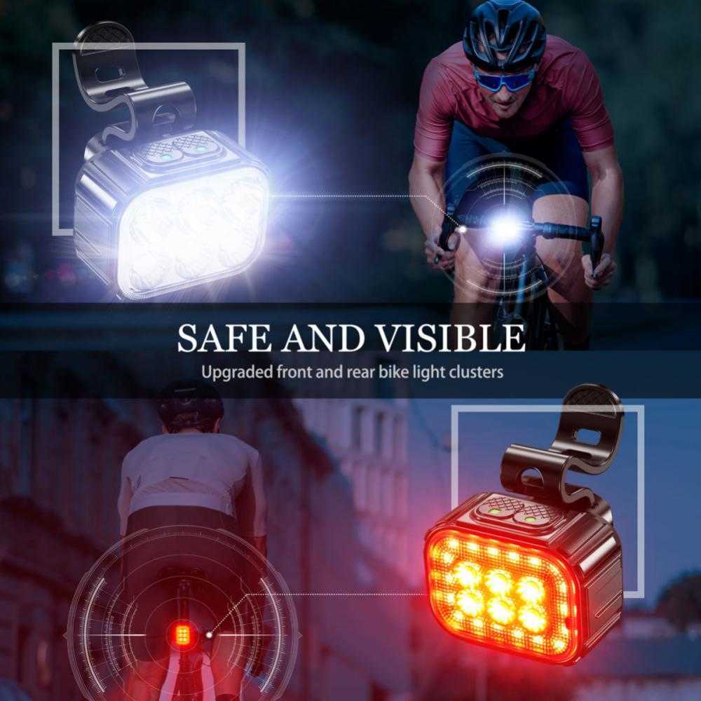 Lumières Lumière Q6 2 pièces LED feux avant arrière USB Charge phare vélo feu arrière vélo lanterne vélo accessoires lampes 0202