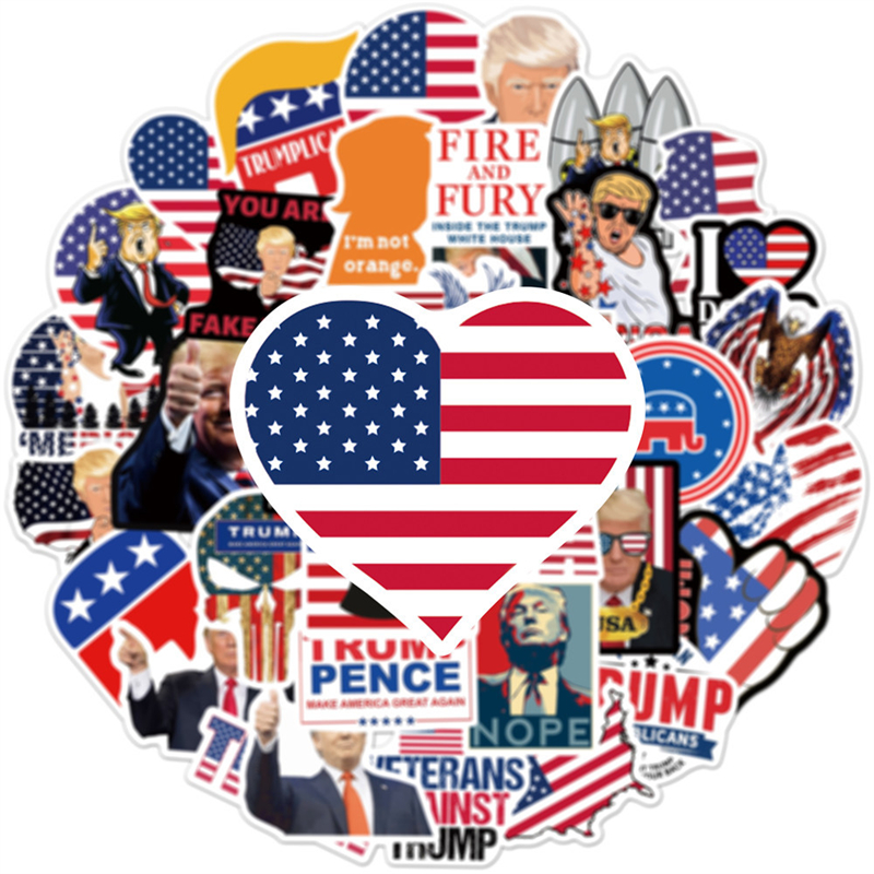 Donald Trump-stickers 50 stks Trump Stickers usa vlag stickers Amerikaanse vlag L50-118