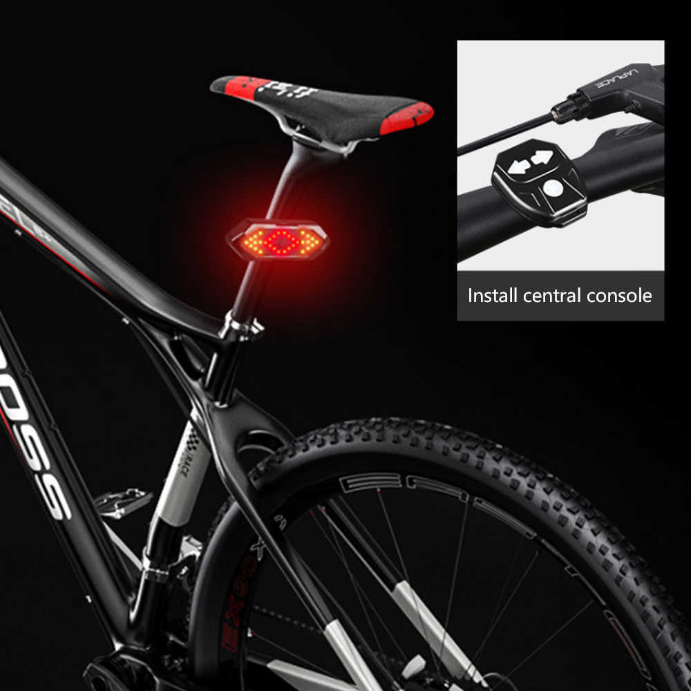 Lights Bike Cycling -Rücklicht mit Horn Smart 5 Modi Fernbedienung USB wiederaufladbar Fahrrad Bycle Turn Indicator Light Safety Lampe 0202