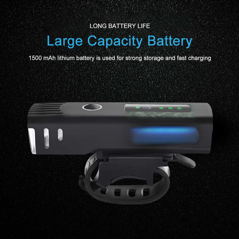 Lumières 1200 mah vélo batterie affichage de puissance réglable intensité lumineuse USB charge étanche vélo vélo phare lampe 0202