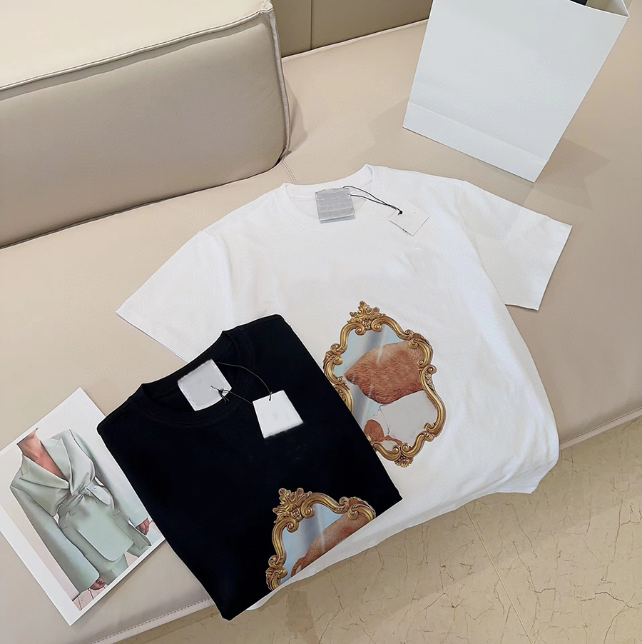 Camiseta feminina camiseta masculina ver￣o camiseta solta camisetas cl￡ssicas padr￣o de manga curta Mulheres elegantes camiseta de tamanho grande 23sss