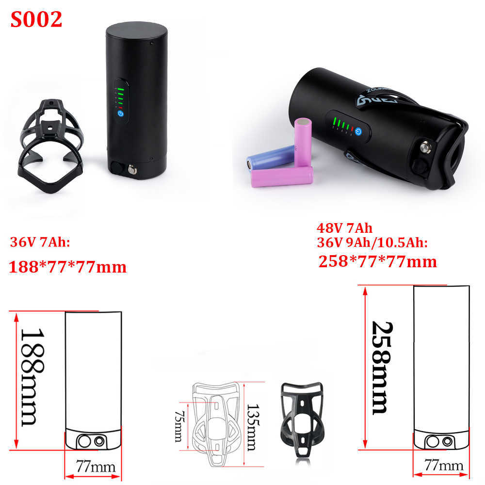 EBike Flaschenbatterie Sanyo 36V 10,5Ah 9Ah Elektrofahrrad 18650 E-Bike Batterien für Bafang Tonsheng 250W 350W 500W Motor Kit