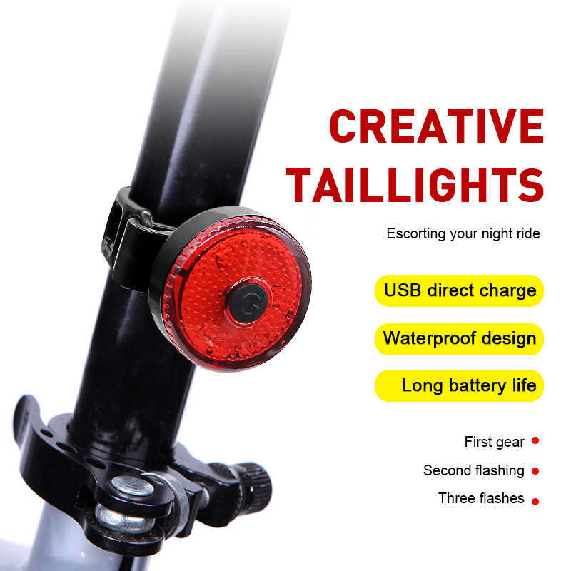 Bicycle Taillights Intelligent Sensor Brake Lights USB Charge MTB Mountain Road Rear Taillight Cycling Lamp Bike Accessorie 0202