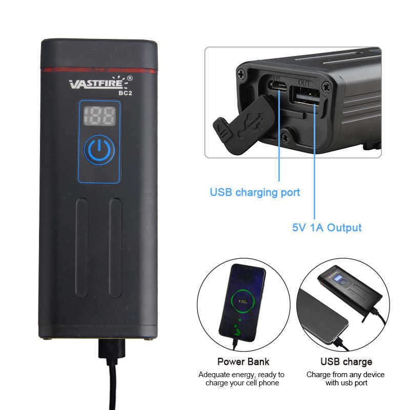 s USB Rechargeable vélo Smart LED affichage numérique vélo avant lampe 3 Modes d'éclairage vélo lampe de poche batterie externe fonction 0202