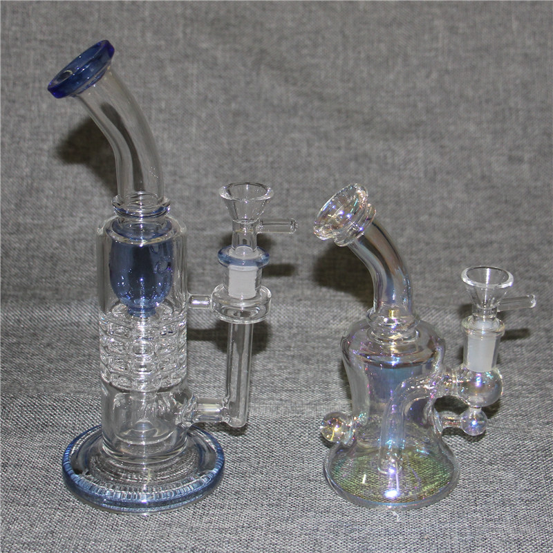 Freezable Bong Recycler Dab Rigs Glass bongs Water Pipes Thick Glass Water Bongs Tobacco Hookahs With 14mm Bowl