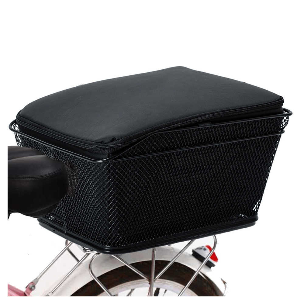 Bolsas de alforjas traseras para bicicleta, cesta de alambre de Metal de gran capacidad para bicicleta, cubierta impermeable, bolsa, accesorios para bicicleta 0201