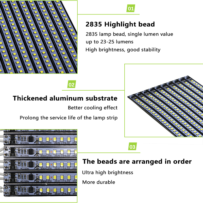Hard LED Strip AC220V High Bright 1M 144LED 2835 SMD LED Bar Light Model EnergySave Fluorescent Tube Wardrobe Counter Cabinet6058884