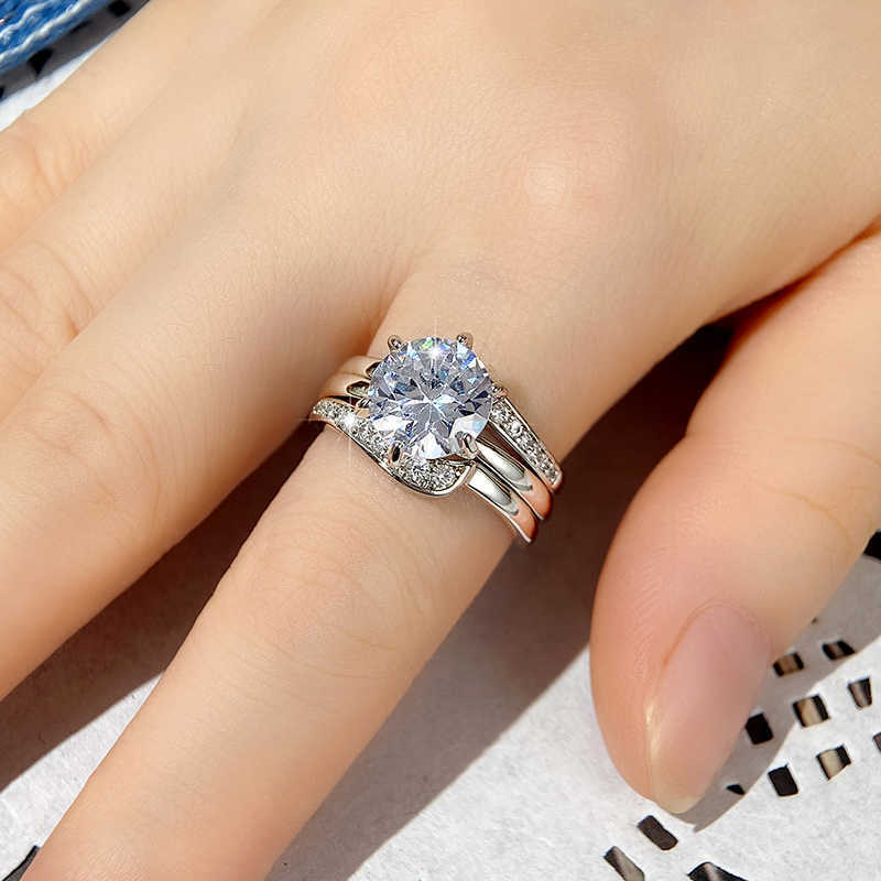 Bague Solitaire Bagues De Match De Mode Pour Les Femmes De Luxe Pavé Brillant Zircon Cubique Fiançailles Mariage 3 Pièces Ensembles De Bijoux En Gros En Vrac Y2302