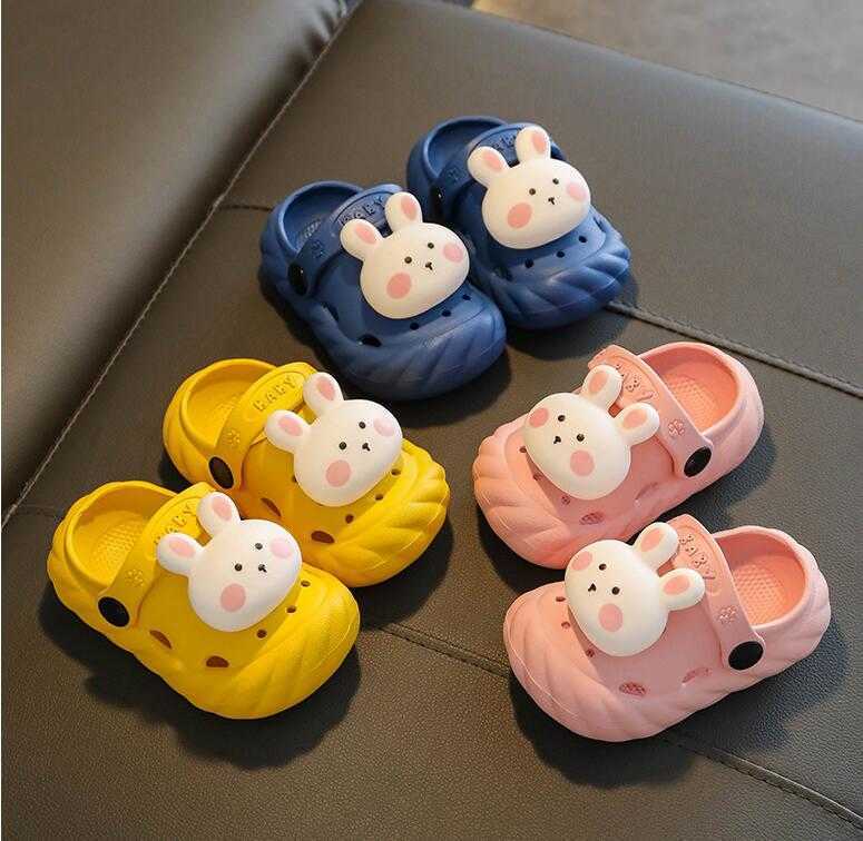 Slipper Boys Girs Baby Rabbit Hole Slippers Breathable Non Slip Beach Sports Cute Cartoon Walking Sandals Children Shoes 0203