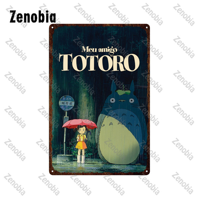 Klasik Japon Animasyon Film Poster Metal Teneke İşaret Totoro Posterler Teneke İşaretler Duvar Sanat Demir Resimleri Vintage Cartoon Plak Teneke Teneke Plaka Ev Dekor Boyutu 30x20cm W01