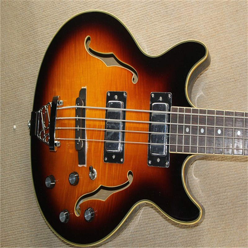 Jay Turser Guitarra el￩ctrica 335 Modelo Semi Hollow Guitarra Electric Abalone Inlay Sunburst