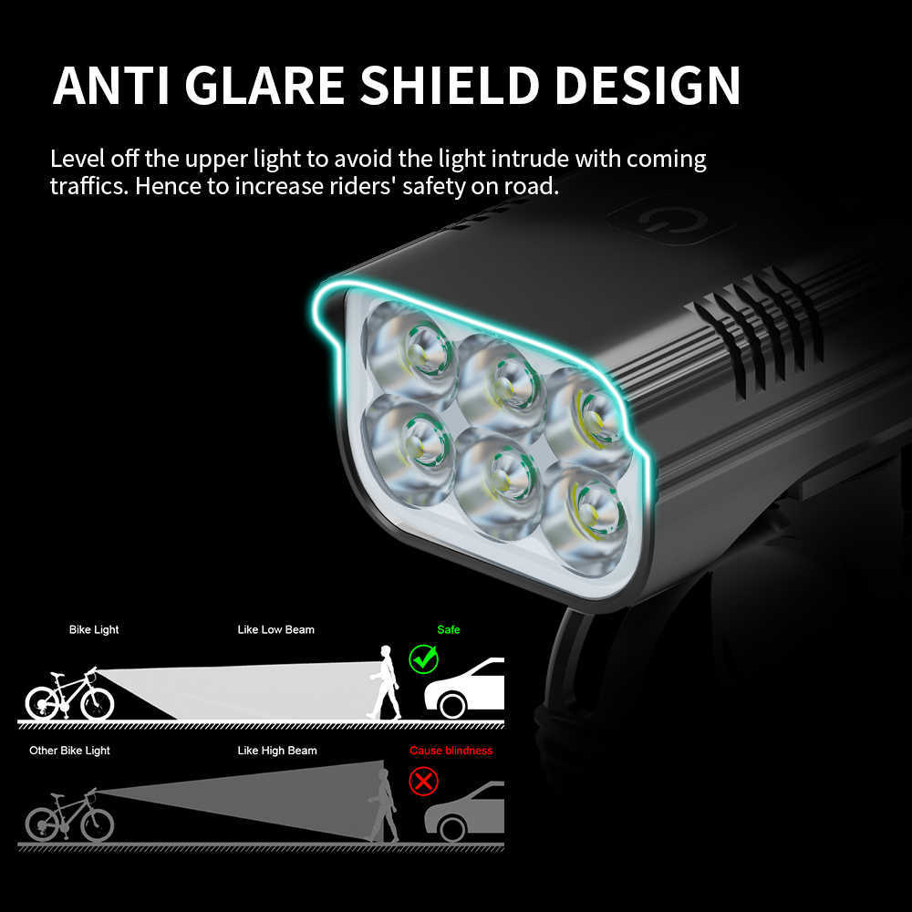S Natfire 6led 10000 MAH Bisiklet Yağmur Değil USB Şarj Edilebilir LED Bisiklet Süper Parlak El Feneri Bisiklete binme Ön Işık 0202