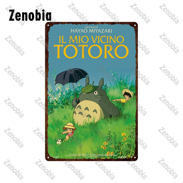 Klasik Japon Animasyon Film Poster Metal Teneke İşaret Totoro Posterler Teneke İşaretler Duvar Sanat Demir Resimleri Vintage Cartoon Plak Teneke Teneke Plaka Ev Dekor Boyutu 30x20cm W01