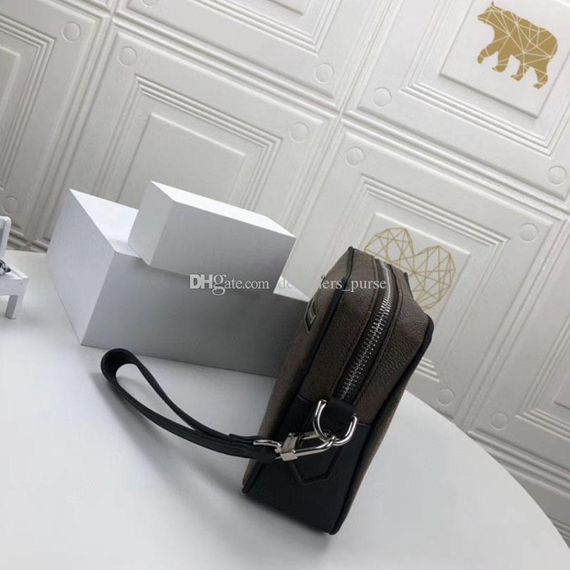 M42838 KASAI handbag men strap wrists bag fashion women brown flower wrist toiletry kits totes wallet man canvas outdoor clutch ba283O