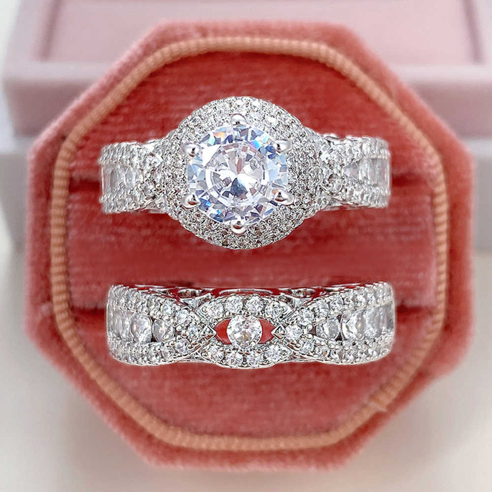 Solitaire Ring 화려한 신부 영원의 사랑 결혼을위한 새로운 현대 패션 디자인 여성 약혼 제안 파티 보석 Y2302