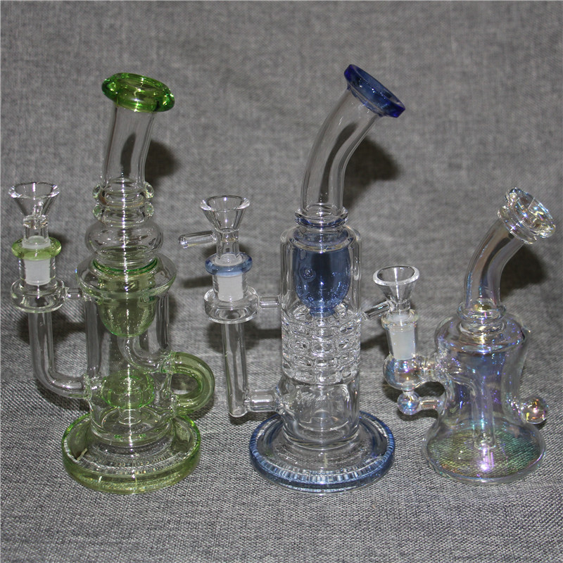 Gaminahs Glass Bong Recycler Dab Rig Smoking Fumer Pipes Water Fume Bongs Tornado Cyclone Recyclers14mm Joint avec banger en quartz ou bol à glissière