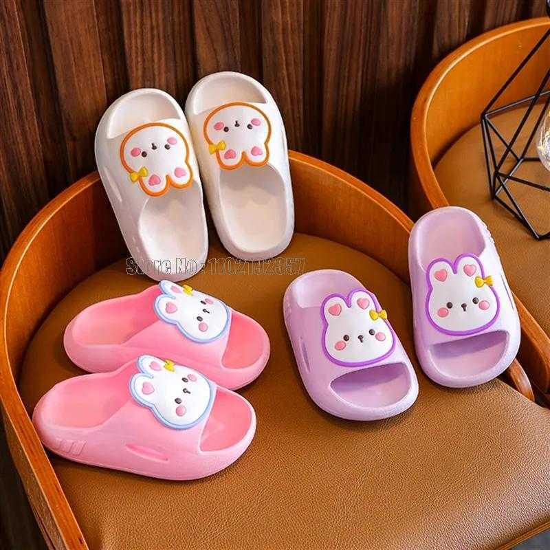 Slipper Cute Rabbit Girls Summer Flip Soft Sole Kids Home Child Anti-slip Bathroom Animals Baby Indoor Slippers 0203