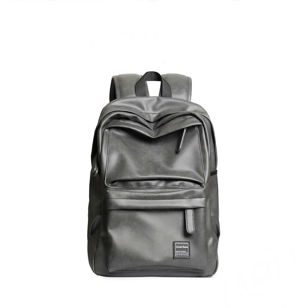 2022 New Korean PU Leather Backpackメンズファッションレジャーコンピューターバッグ学生学校バッグ230203