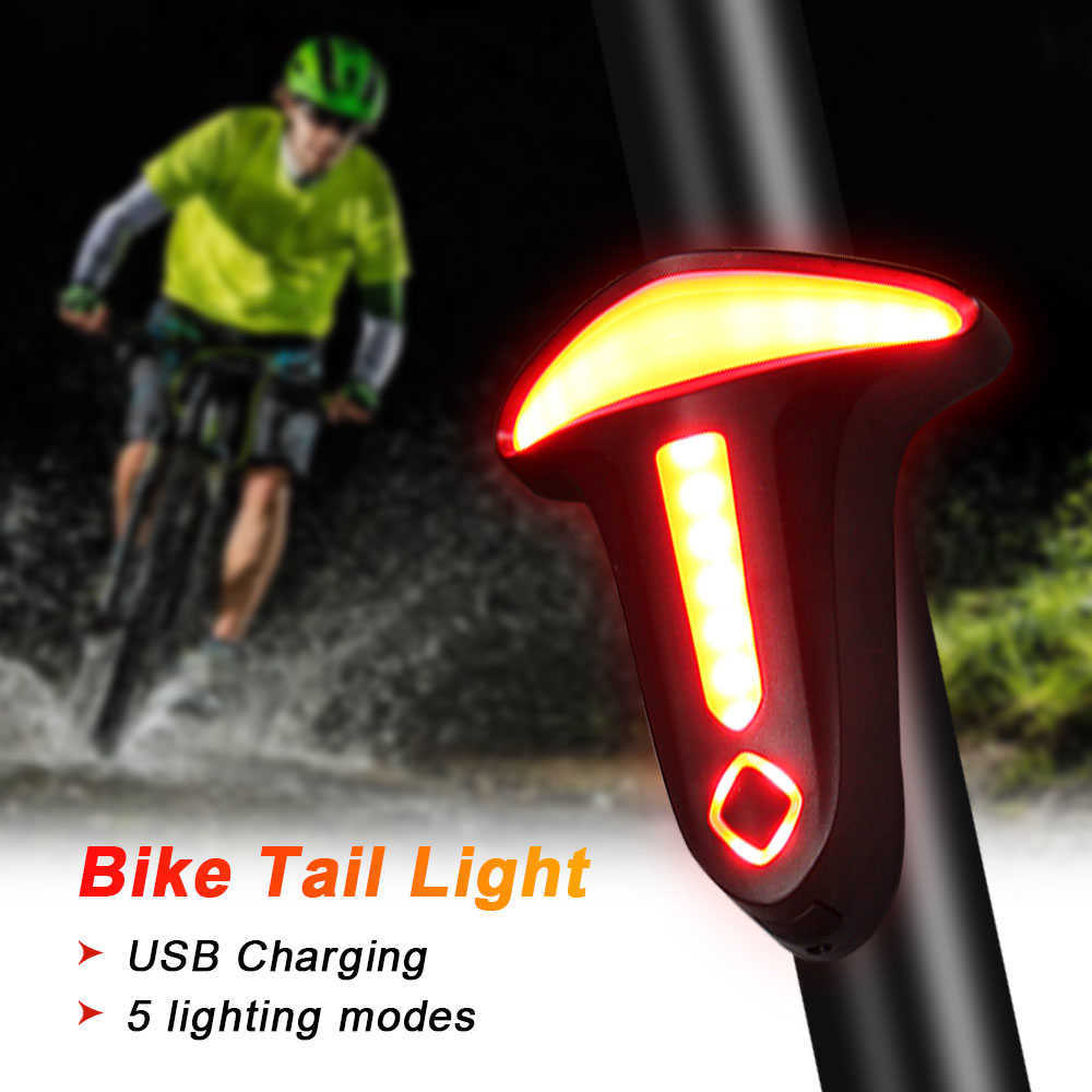 Lights Waterproof Smart Brake Sensor Bike Taillight Bicycle Warning Rear Lamp USB Charging Display Cycling Light 0202