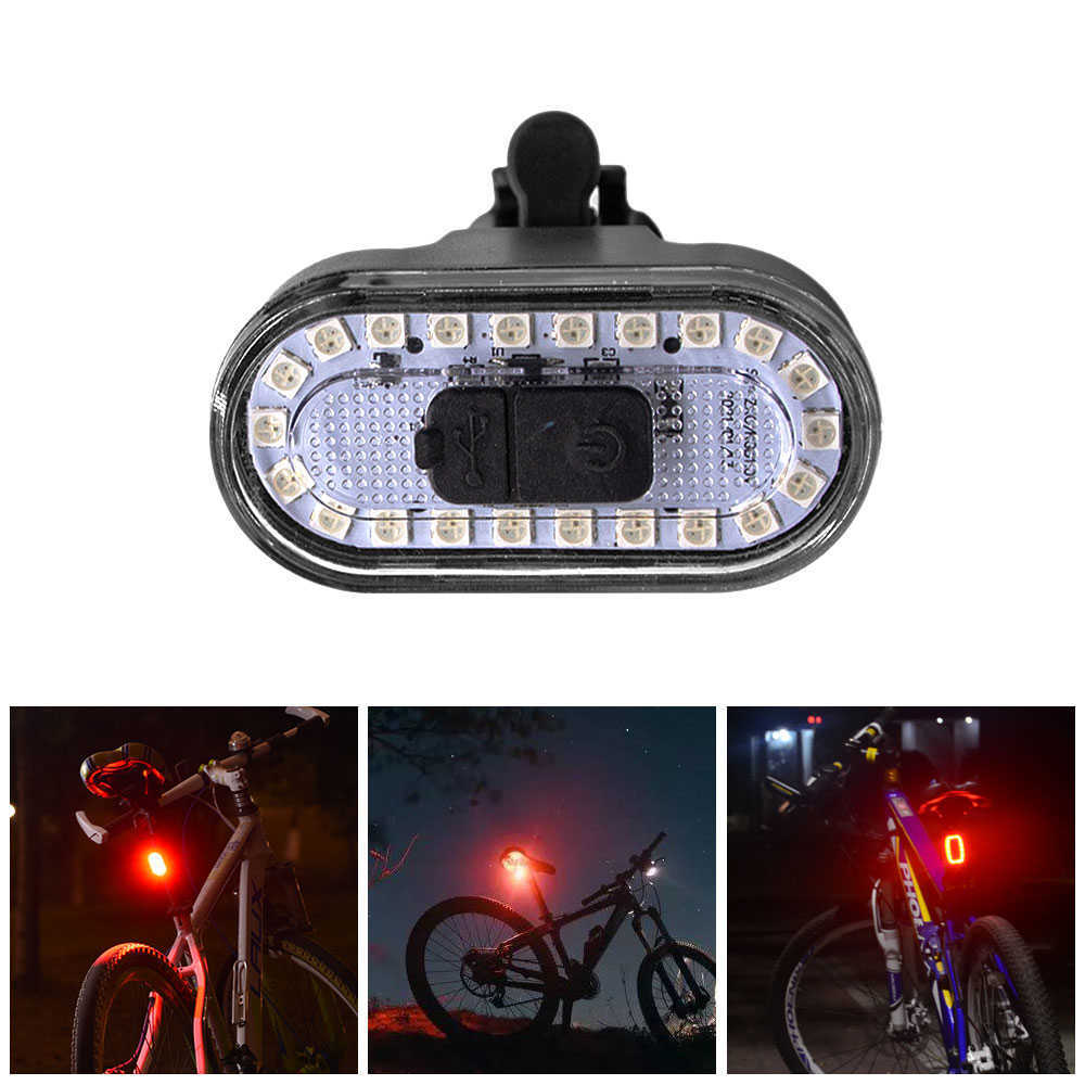 Bike Lights USB Rechargeable Bicycle Taillight 14 Modes Cycling Rear Lamp Waterproof Riding Safety Warning Light 0202