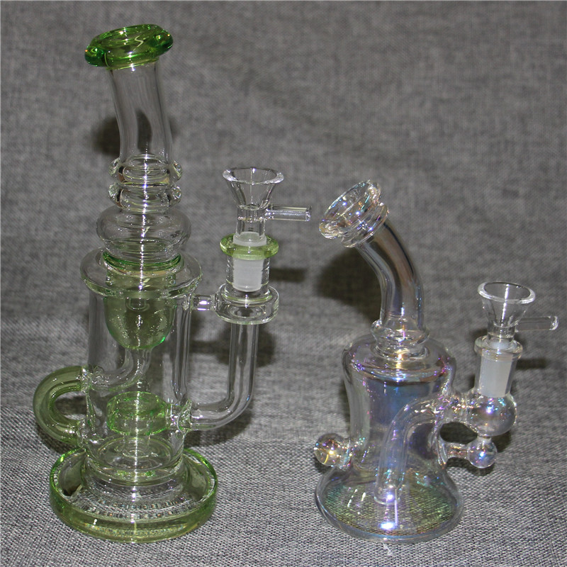 Hopahs Glass Bong Recycler Dab Rig Rökning Vattenrör Rök Bongs Tornado Cyclone Recyclers14mm Joint med Quartz Banger eller Slide Bowl