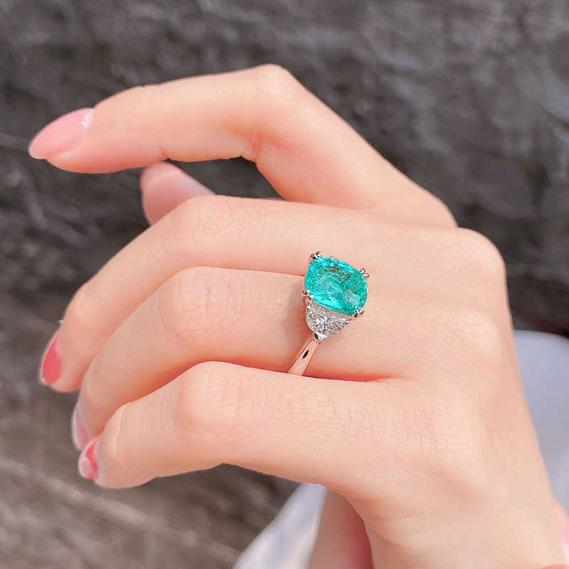 Solitaire Ring Qtt Fashion Round Paraiba Tourmaline Ring