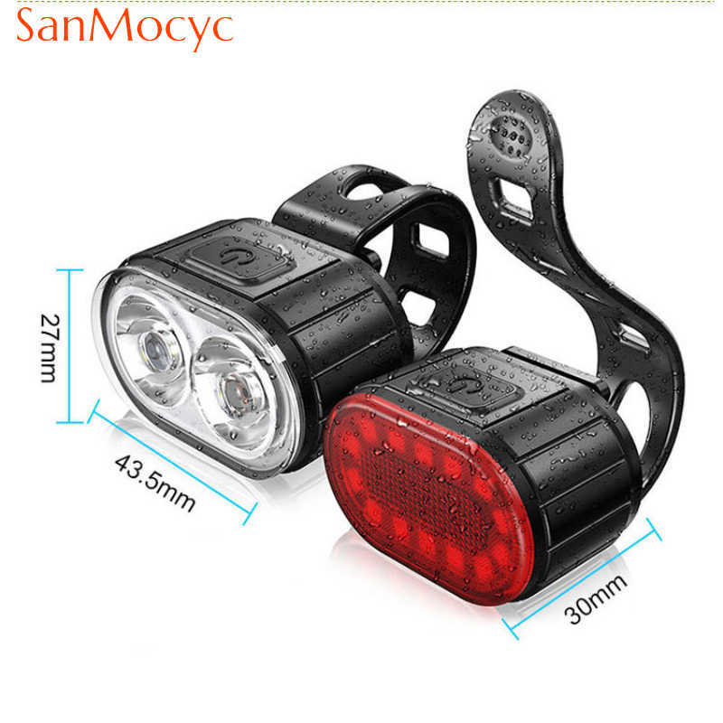 s Ciclismo anteriore posteriore set bici carica USB faro luce MTB fanale posteriore impermeabile lanterna a LED accessori biciclette 0202