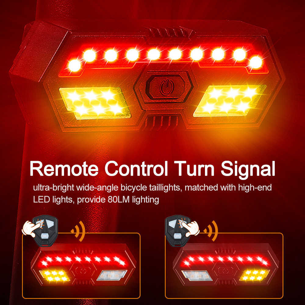 Lights Wireless Remote Control Light USB Turning Signal Cycling Taillight Bicycle Rechargeable Lamp Bike Accessories 0202