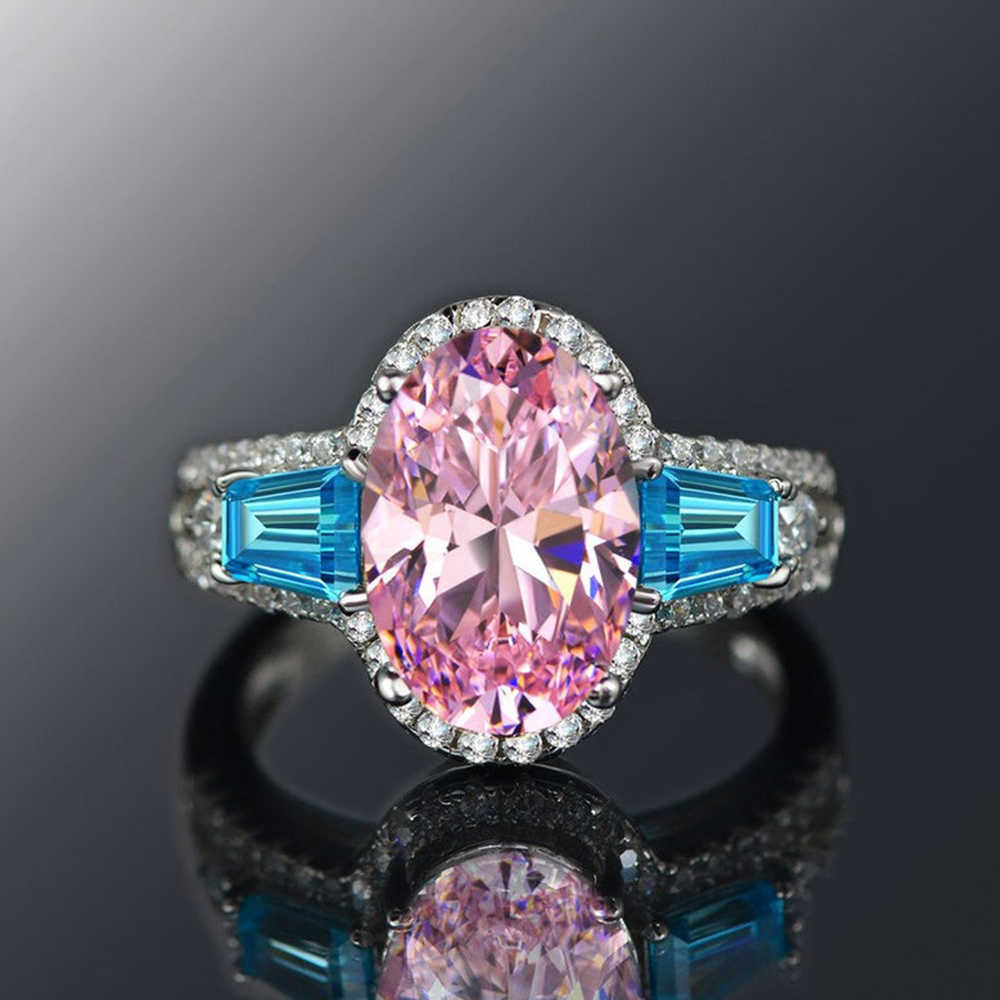 Solitärring, neuer trendiger Luxus-Kubikzirkonia für Frauen, bunter Kristall/Rosa/Gelb/Blau CZ 2022, Hochzeit, Verlobungsband, Schmuck Y2302