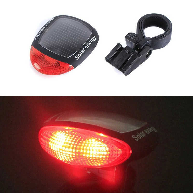 S Bakre cykellampa Cykling Säkerhet Solenergi Energi TAILLLIGHT Uppladdningsbar USB 2LED Bike Tillbehör VARNING Ljus 0202