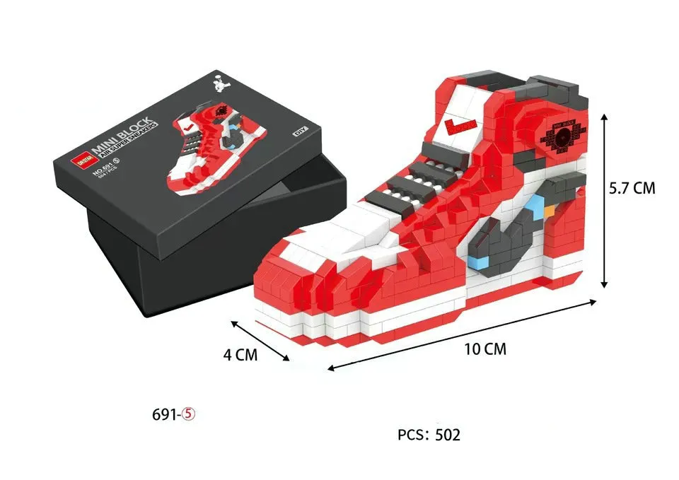 502 stücke Mini Baustein Basketball Schuhe A J Modell Spielzeug Turnschuhe Bauen-ziegel Set DIY Montage für Kinder geschenke Blöcke Spielzeug 2023