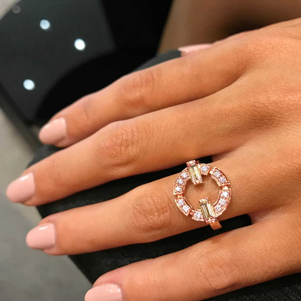 Solitaire Ring Round Geometric Shape Finger For Women Silver Color/Rose Gold Color Party mångsidiga Cessories Fashion Jewelry Y2302