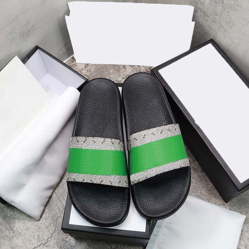 Designer Sandalen Strawberry slides Italië Slippers Rubber Slides Sandalen Bloemenbrokaat Mannen Slipper Platte bodems Slippers Dames Gestreepte Strandslippers