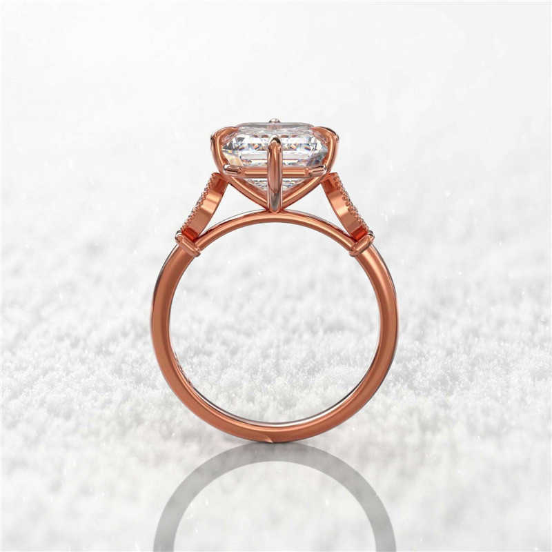 Anillo solitario AAA Zirconia cúbica cuadrada alianzas de boda compromiso s para mujeres romántico Color oro rosa regalo nueva joyería de moda Y2302